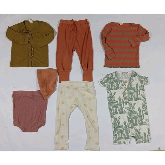 Lot of 6 Kate Quinn Tops Bottoms Romper Size 2T Sun Cactus Stripes Earthy Bamboo - Picture 1 of 8